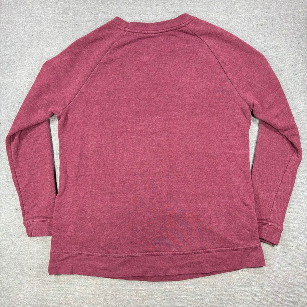 Nike Sweatshirt Women Medium Burgundy Raglan Sleeve Crew Neck Pocket Pullover - Picture 2 of 8